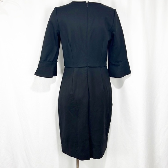 J. Crew Bell Sleeve Ponte Knit Sheath Dress Size 4 Black Knee Length Structured - Picture 5 of 13